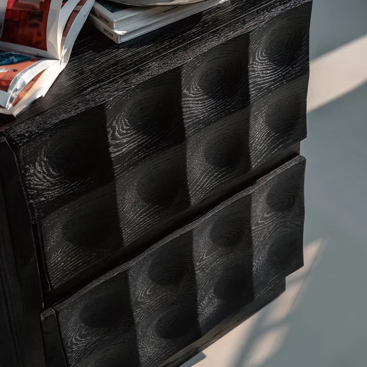 Modern Ash Wood Cabinet with 3D Texture – Stylish Storage hms-4052