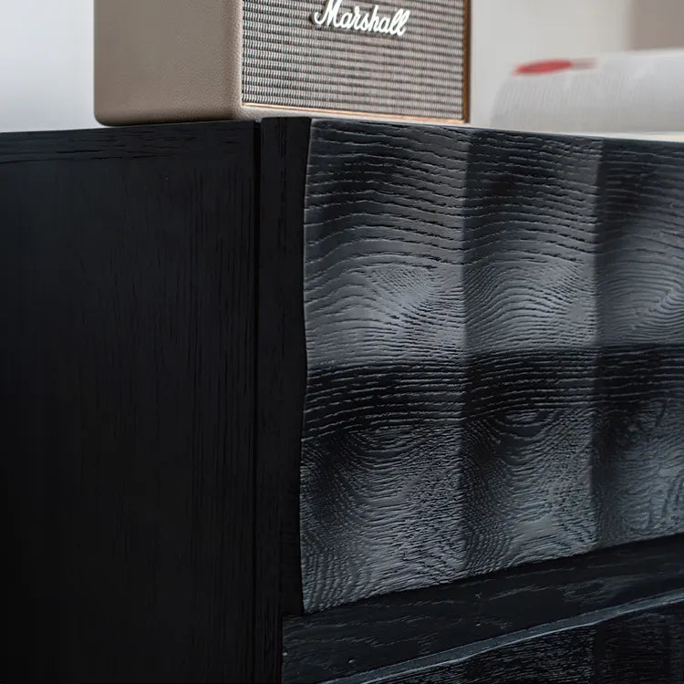 Modern Ash Wood Cabinet with 3D Texture – Stylish Storage hms-4052