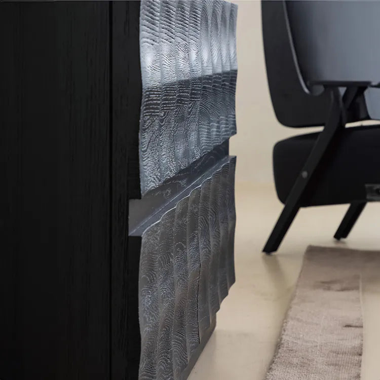 Modern Ash Wood Cabinet with 3D Texture – Stylish Storage hms-4052