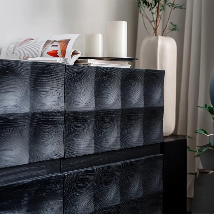 Modern Ash Wood Cabinet with 3D Texture – Stylish Storage hms-4052
