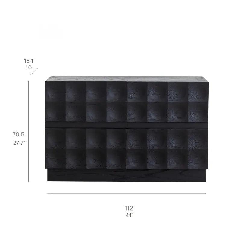 Modern Ash Wood Cabinet with 3D Texture – Stylish Storage hms-4052