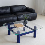Tempered Glass & Ash Wood Coffee Table - Sleek & Modern hms-4057