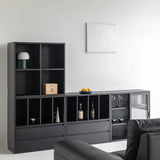 Ash Wood Cabinet with Multi-Layer Shelves & Glass Doors hms-4059