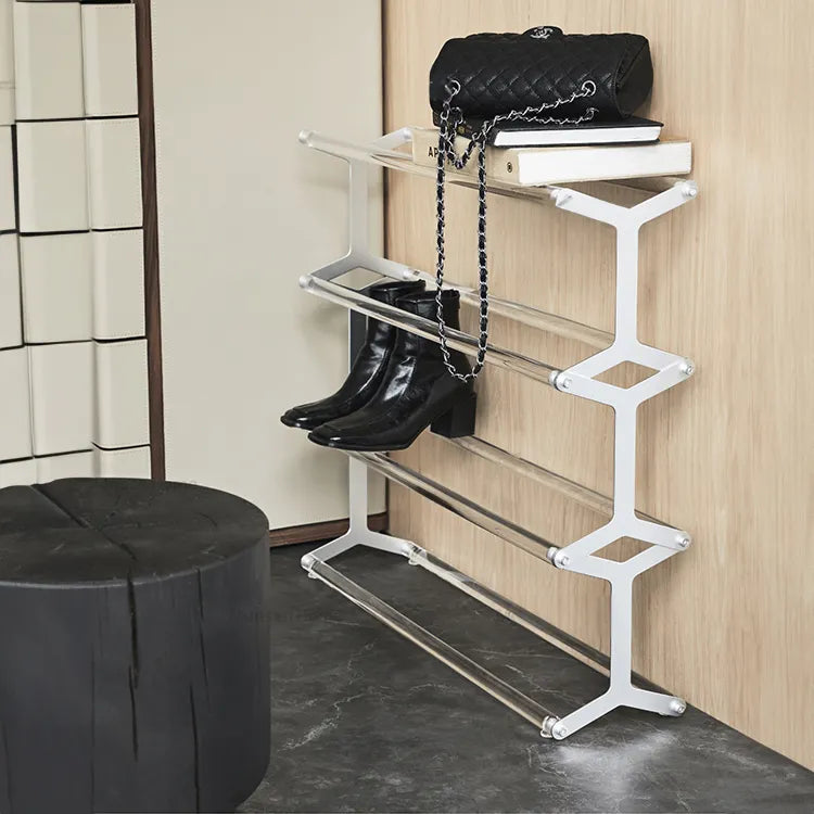 Acrylic & Aluminum Shoes Storage Rack - Stylish Space-Saving Design hms-4061