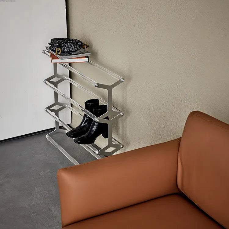 Acrylic & Aluminum Shoes Storage Rack - Stylish Space-Saving Design hms-4061