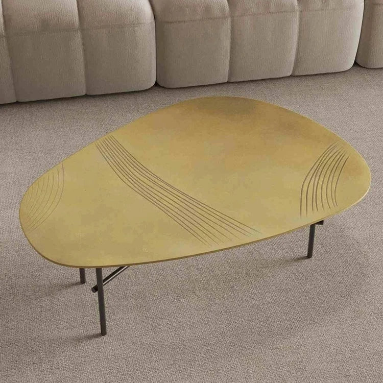 Stylish Sintered Stone Stainless Coffee Table Set – Modern Design with Artful Touch for Living Room Decor hmsf-4667