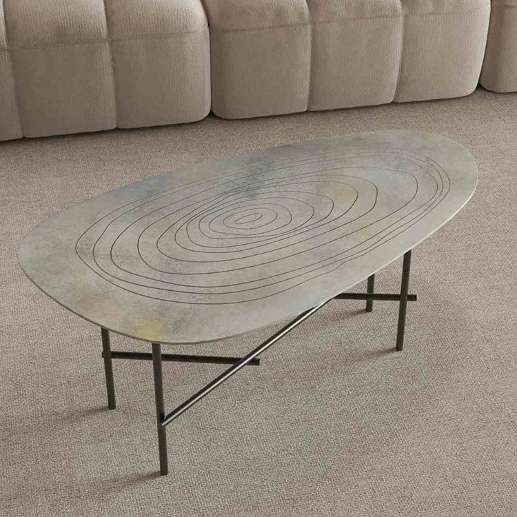 Stylish Sintered Stone Stainless Coffee Table Set – Modern Design with Artful Touch for Living Room Decor hmsf-4667