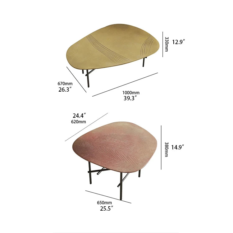 Stylish Sintered Stone Stainless Coffee Table Set – Modern Design with Artful Touch for Living Room Decor hmsf-4667