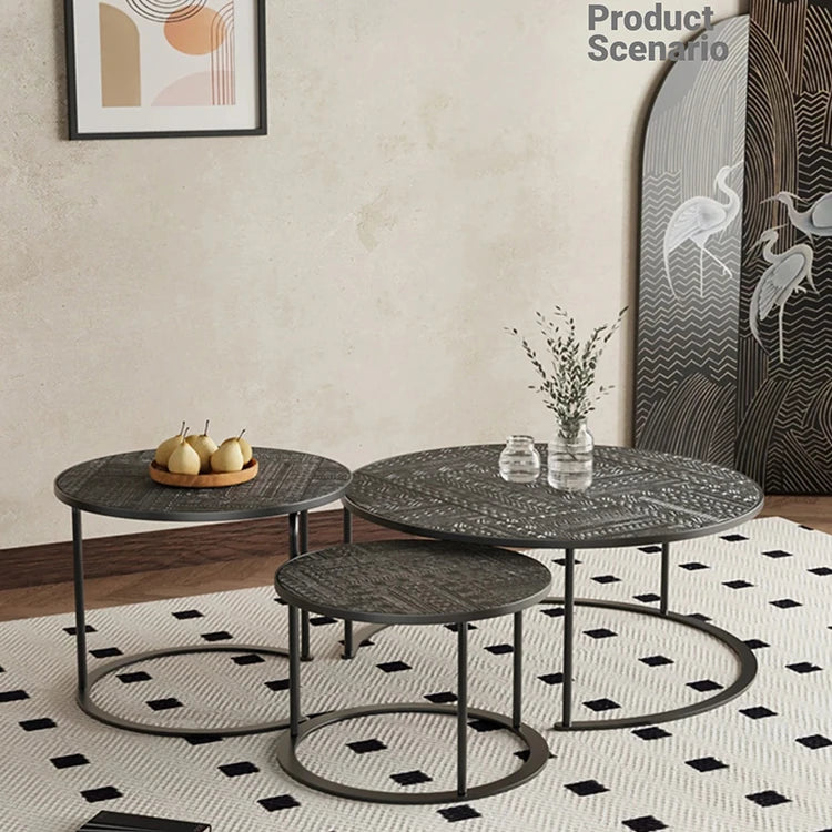 Stylish Acrylic Stainless Steel Coffee Table Set - Modern Nesting Tables for Living Room Decor hmsf-4668