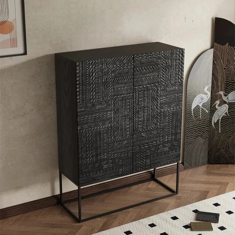 Stylish Ash Wood and Acrylic Cabinet with Unique Textured Design - Modern Storage Solution hmsf-4669