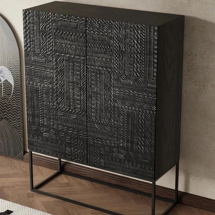 Stylish Ash Wood and Acrylic Cabinet with Unique Textured Design - Modern Storage Solution hmsf-4669