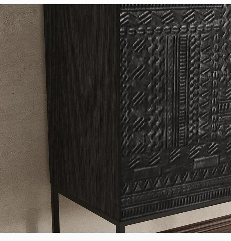 Stylish Ash Wood and Acrylic Cabinet with Unique Textured Design - Modern Storage Solution hmsf-4669
