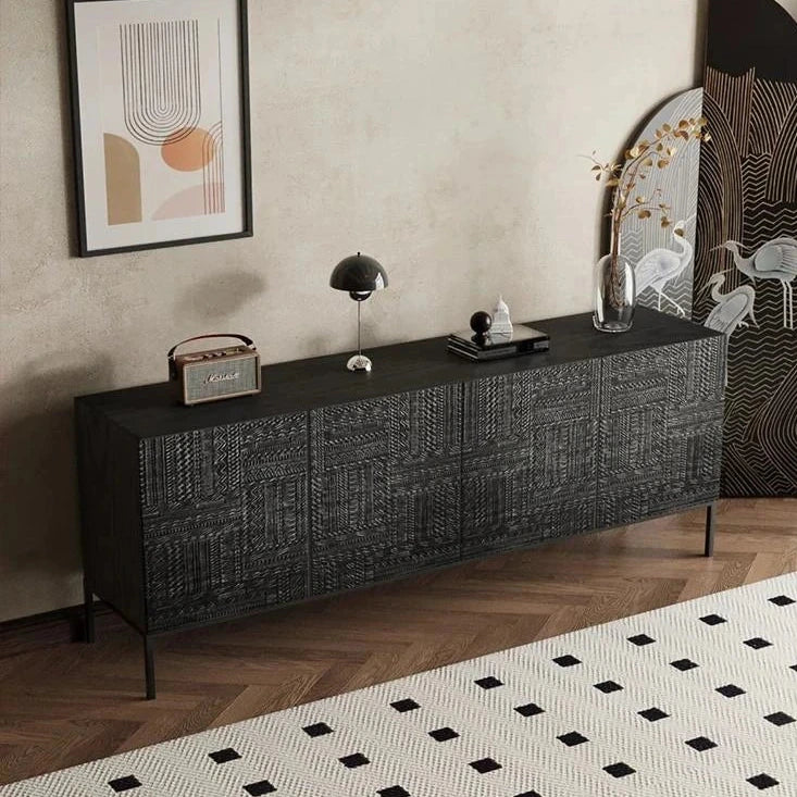 Stylish Solid Wood and Acrylic Cabinet with Unique Textured Design – Perfect for Modern Living Spaces hmsf-4670