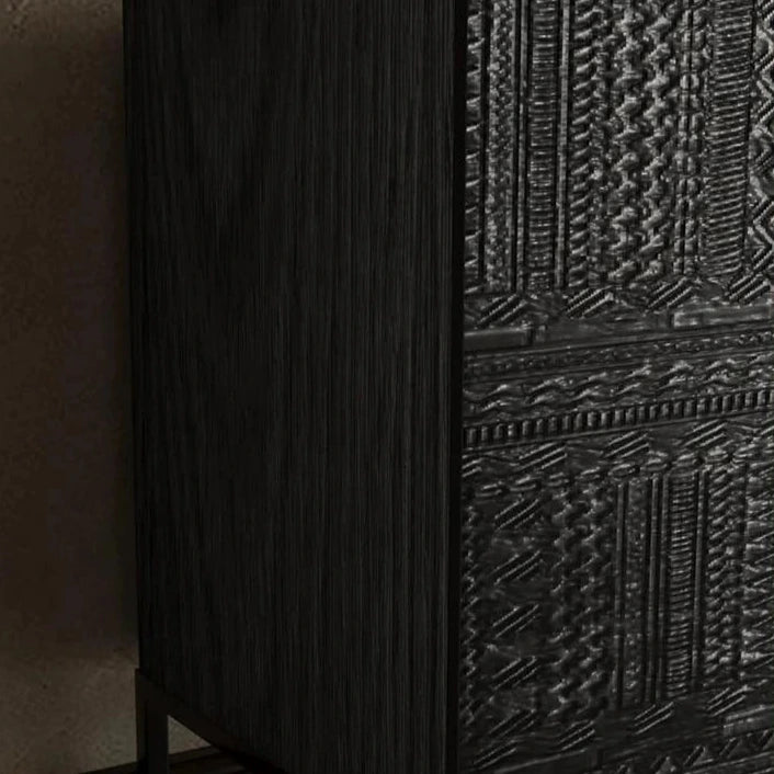 Stylish Solid Wood and Acrylic Cabinet with Unique Textured Design – Perfect for Modern Living Spaces hmsf-4670