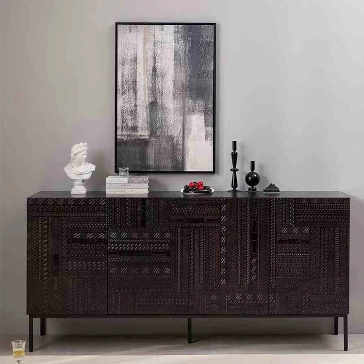 Stylish Solid Wood and Acrylic Cabinet with Unique Textured Design – Perfect for Modern Living Spaces hmsf-4670