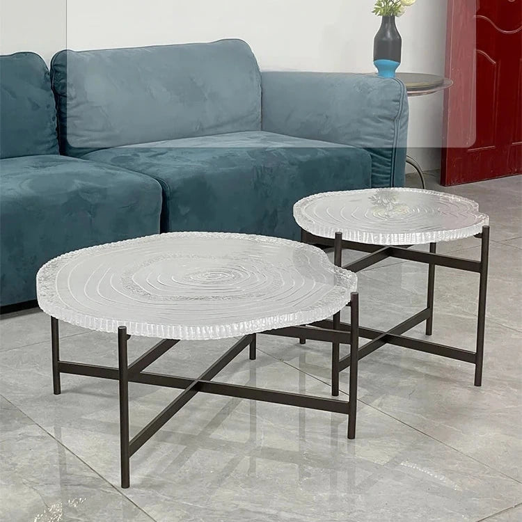 Stylish Acrylic Coffee Table Set with Unique Design - Modern Round Accent Tables for Living Room Decor hmsf-4672
