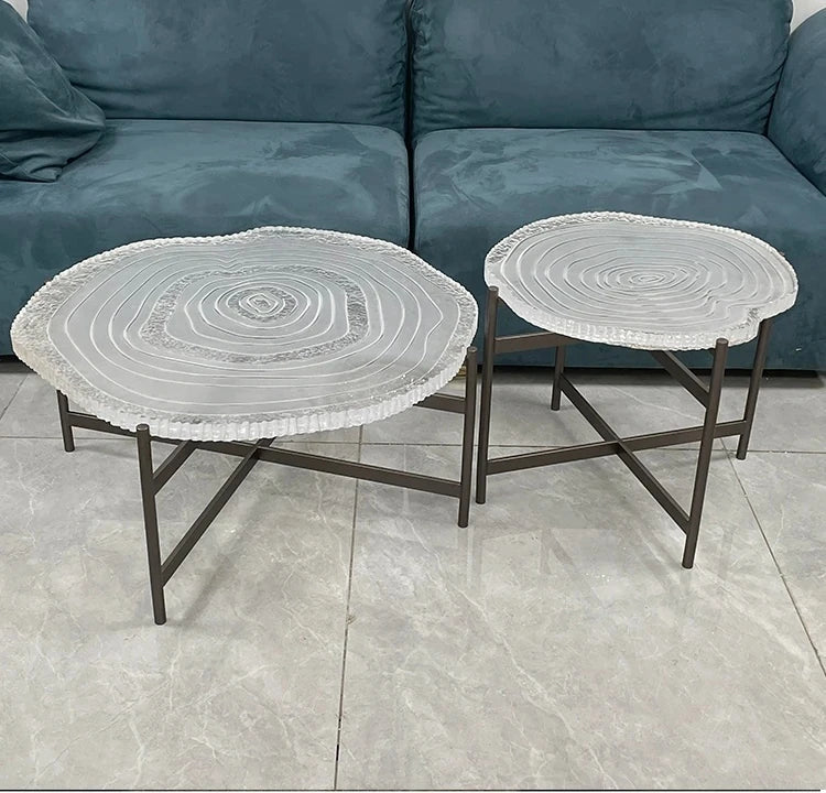 Stylish Acrylic Coffee Table Set with Unique Design - Modern Round Accent Tables for Living Room Decor hmsf-4672