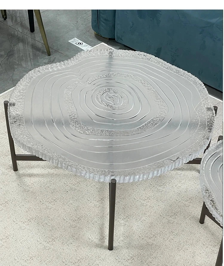Stylish Acrylic Coffee Table Set with Unique Design - Modern Round Accent Tables for Living Room Decor hmsf-4672