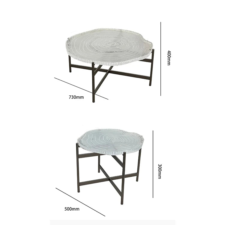 Stylish Acrylic Coffee Table Set with Unique Design - Modern Round Accent Tables for Living Room Decor hmsf-4672