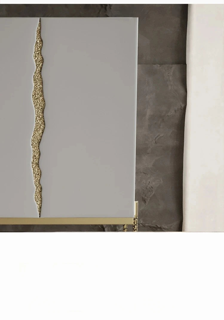 Stylish Ash Wood and Stainless Steel Cabinet with Elegant Gold Accents - Modern Storage Solution hmsf-4674