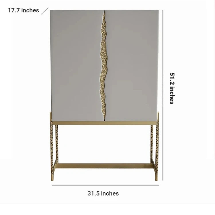 Stylish Ash Wood and Stainless Steel Cabinet with Elegant Gold Accents - Modern Storage Solution hmsf-4674