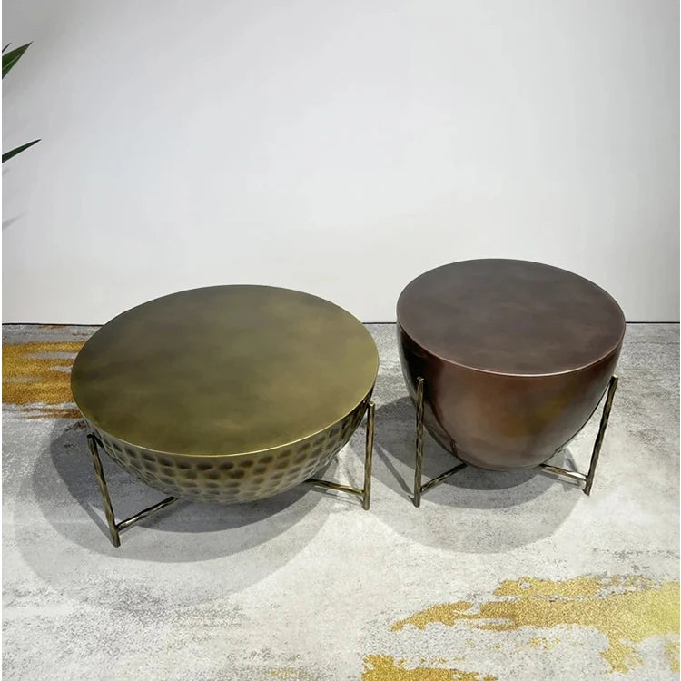 Stylish Trio of Modern Coffee Tables in Vibrant Metallic Finishes – Perfect for Any Living Space hmsf-4678