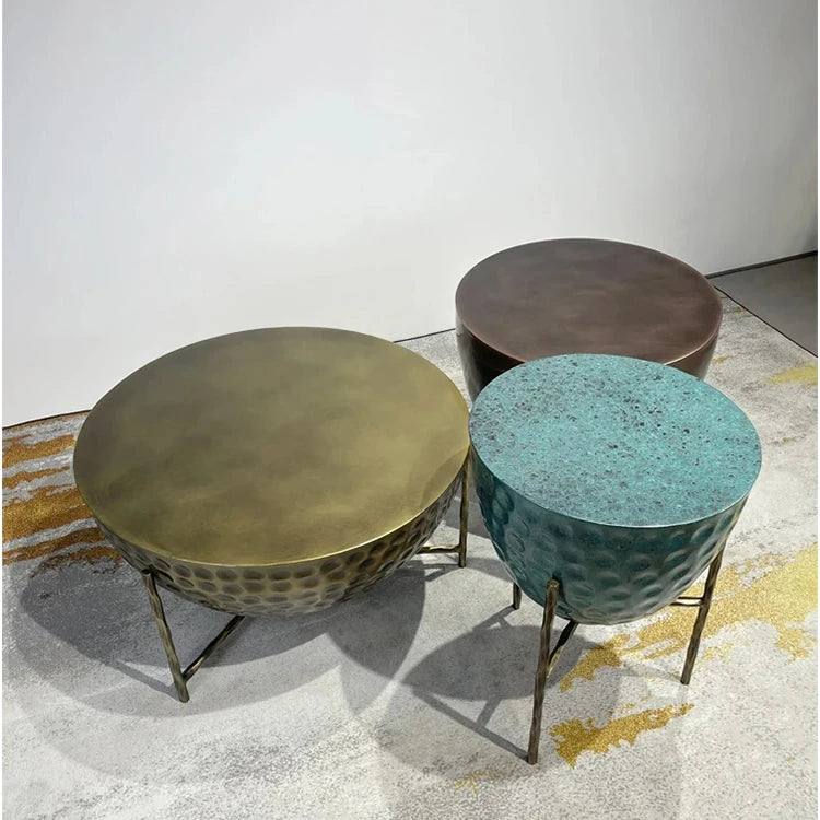 Stylish Trio of Modern Coffee Tables in Vibrant Metallic Finishes – Perfect for Any Living Space hmsf-4678