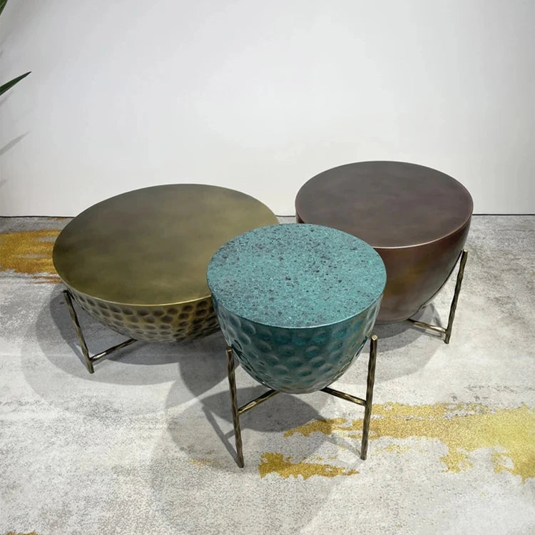 Stylish Trio of Modern Coffee Tables in Vibrant Metallic Finishes – Perfect for Any Living Space hmsf-4678