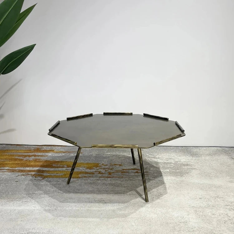 Stylish Octagonal Coffee Table Set - Modern Metal Accent Tables for Living Room Decor hmsf-4679