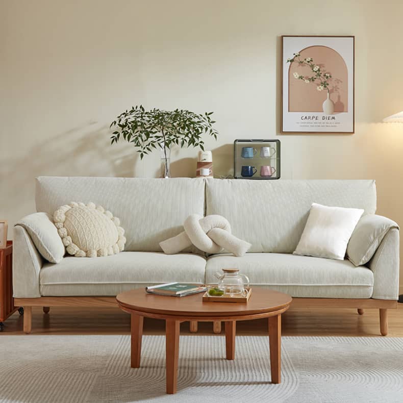 Cozy Multi-Color Sofa: Goose Down Cushions with Goose Down Filling Couch with Oak & Pine Wood Frame hmyf-1271