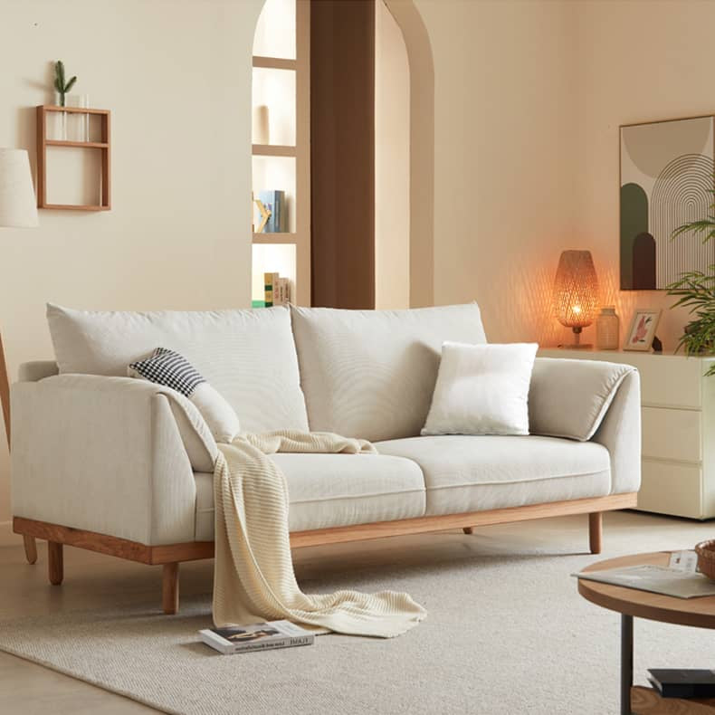 Cozy Multi-Color Sofa: Goose Down Cushions with Goose Down Filling Couch with Oak & Pine Wood Frame hmyf-1271