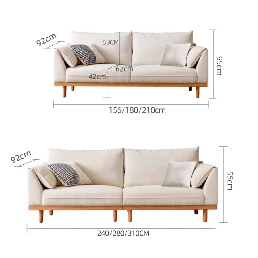 Cozy Multi-Color Sofa: Goose Down Cushions with Goose Down Filling Couch with Oak & Pine Wood Frame hmyf-1271