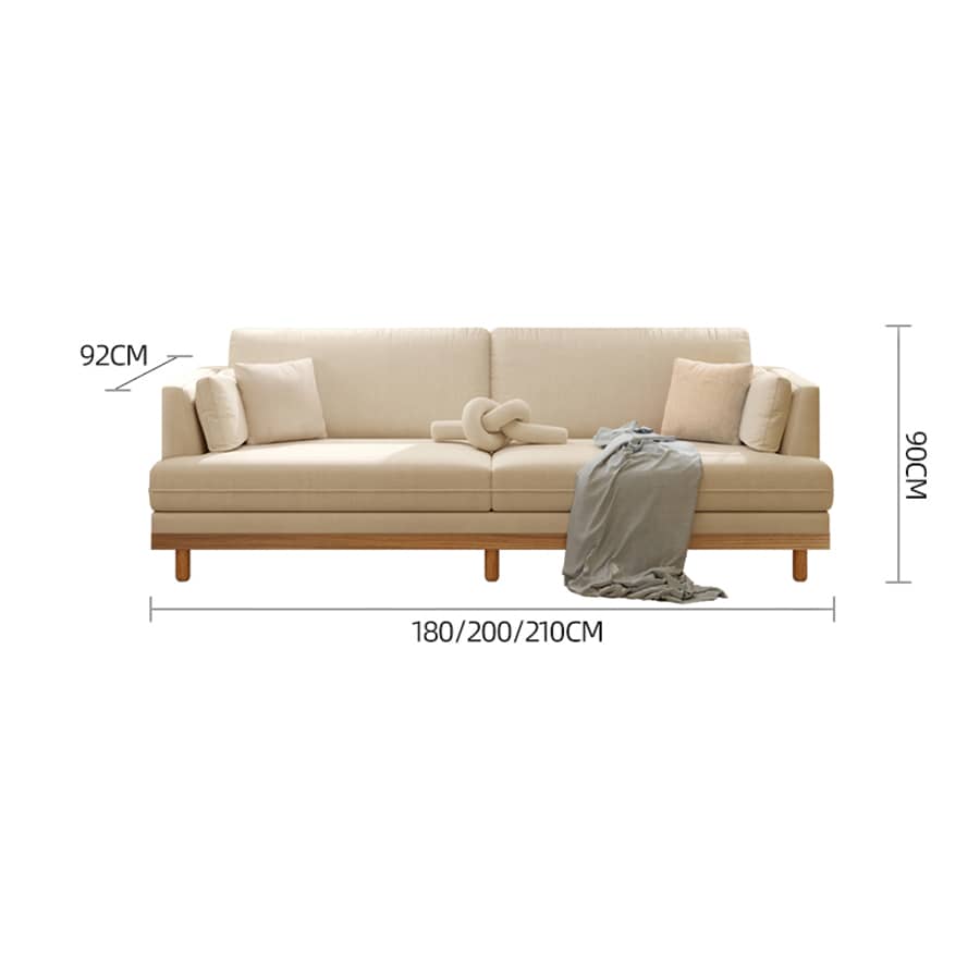 Luxurious Beige Corduroy Sofa with Natural Oak and Pine Wood Frame - Goose Down Cushions hmyf-1276