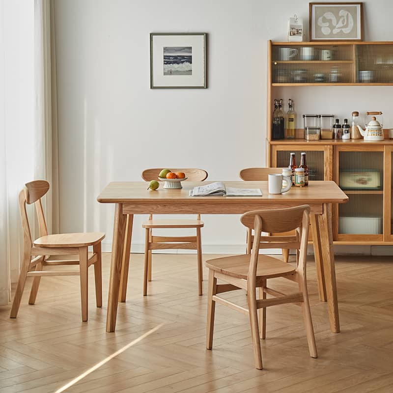 Modern Rectangular Red Oak Dining Table in Natural Wood Color for 6 hmzj-804