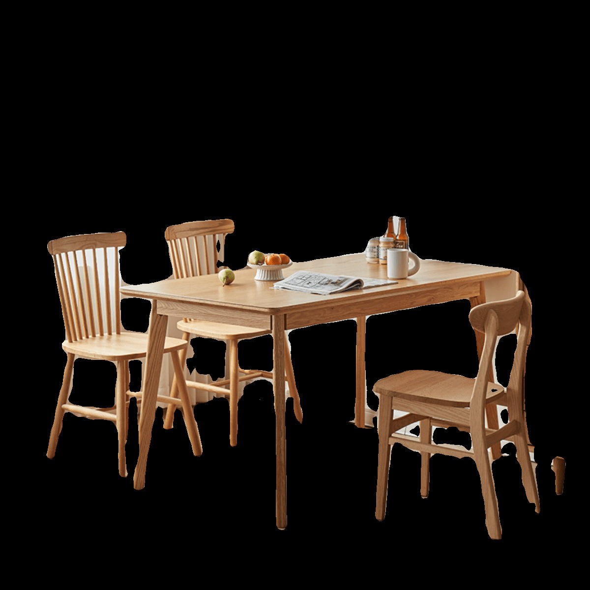 Modern Rectangular Red Oak Dining Table in Natural Wood Color for 6 hmzj-804