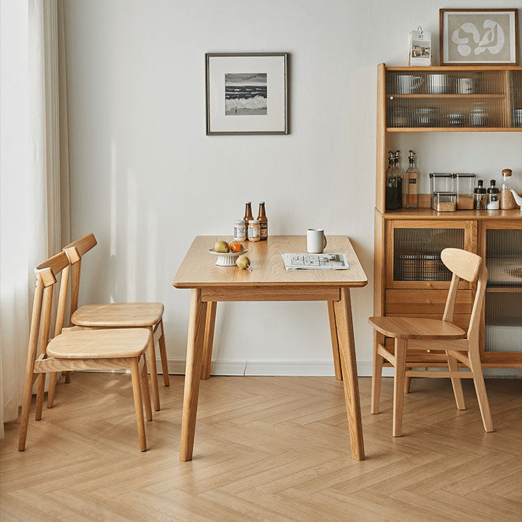 Modern Rectangular Red Oak Dining Table in Natural Wood Color for 6 hmzj-804