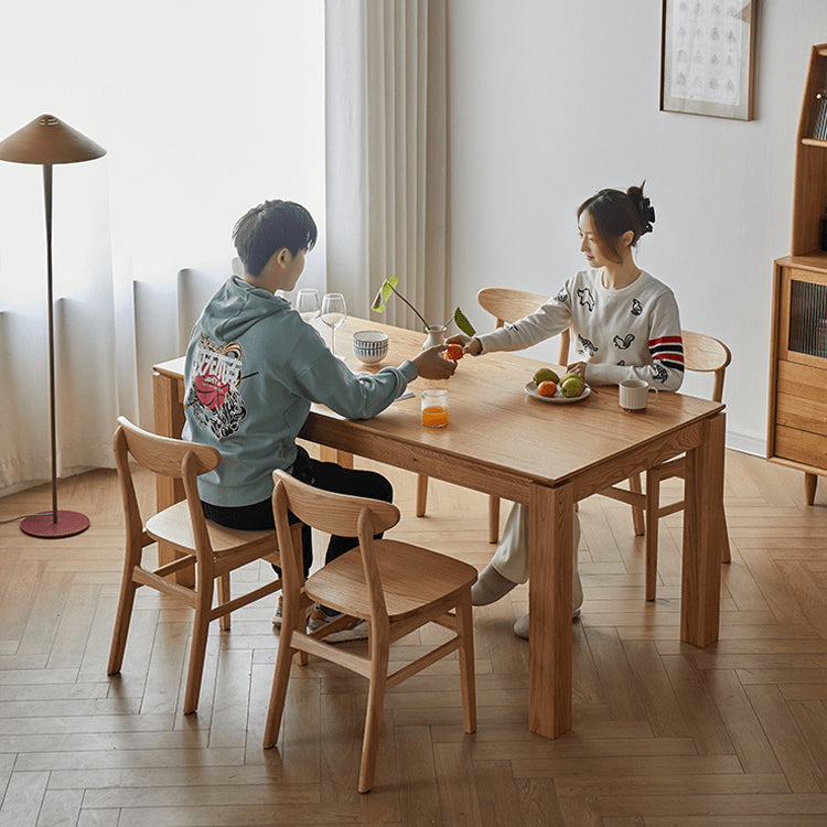 Minimalistic Rectangular Red Oak Dining Table in Natural Wood Color for 6-8 People  hmzj-805