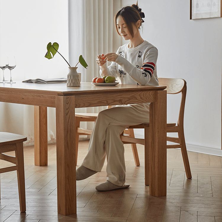 Minimalistic Rectangular Red Oak Dining Table in Natural Wood Color for 6-8 People  hmzj-805