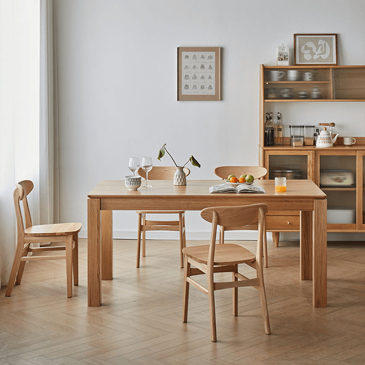 Minimalistic Rectangular Red Oak Dining Table in Natural Wood Color for 6-8 People  hmzj-805