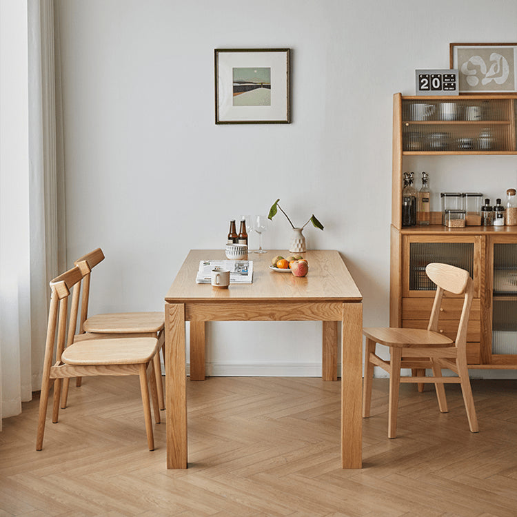 Minimalistic Rectangular Red Oak Dining Table in Natural Wood Color for 6-8 People  hmzj-805