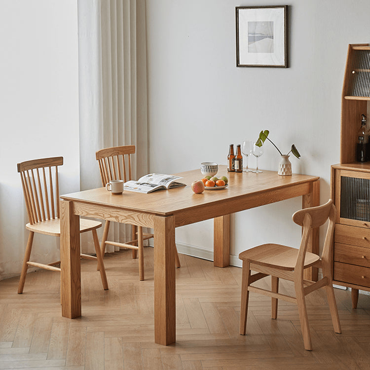 Minimalistic Rectangular Red Oak Dining Table in Natural Wood Color for 6-8 People  hmzj-805