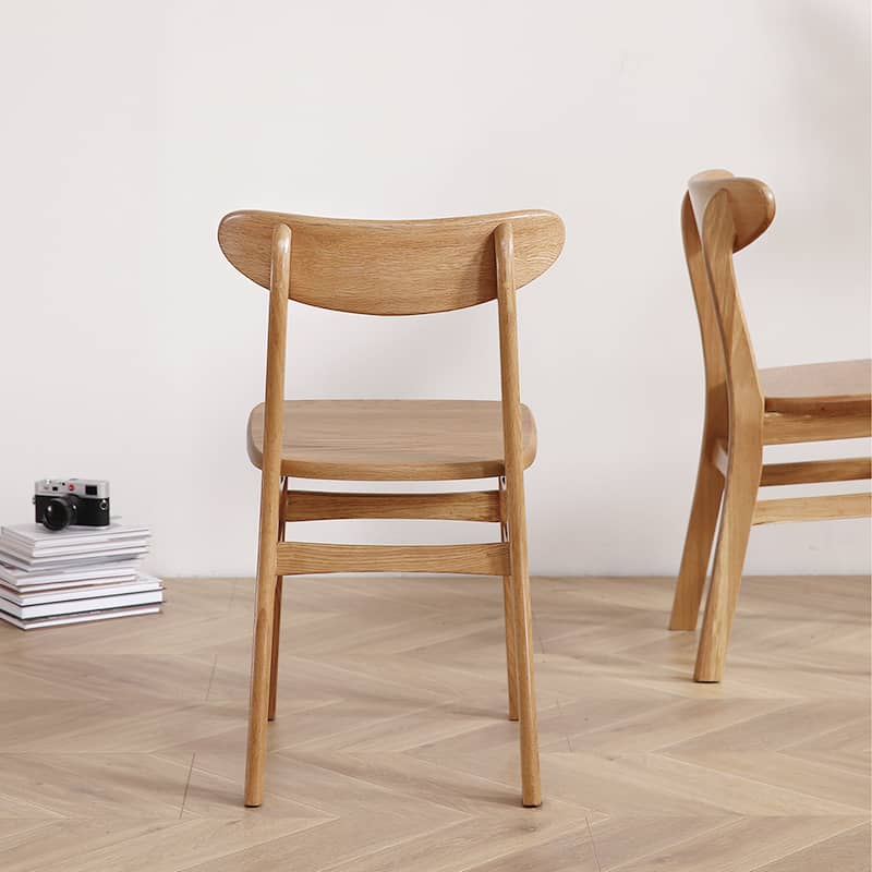 Durable Oak Wood Dining Chair in Natural Wood Color Set of 2  hmzj-806