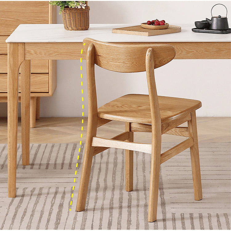 Durable Oak Wood Dining Chair in Natural Wood Color Set of 2  hmzj-806