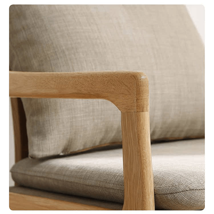 Elegant Light Brown Oak Wood Chair with Cotton & Linen Upholstery and Foam Padding hmzj-807