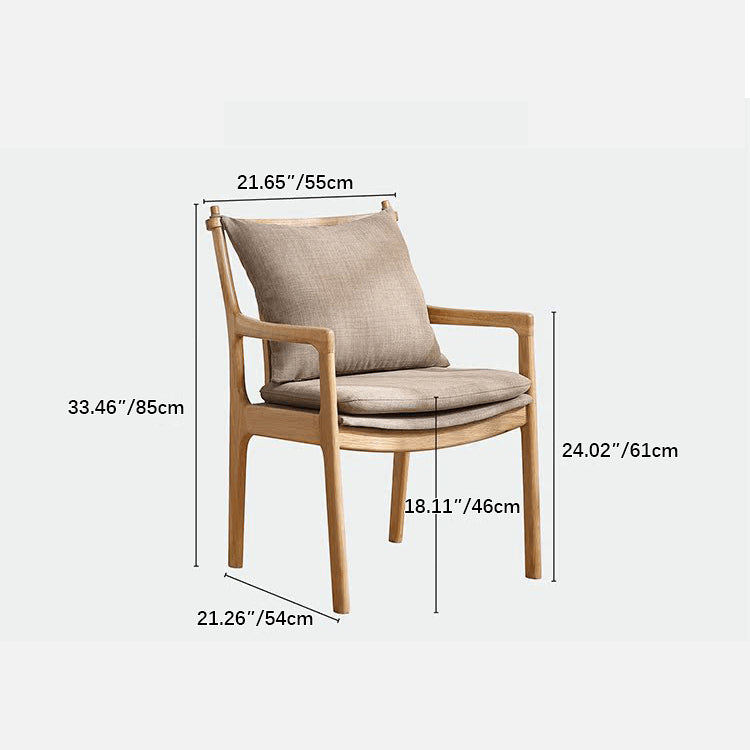 Elegant Light Brown Oak Wood Chair with Cotton & Linen Upholstery and Foam Padding hmzj-807