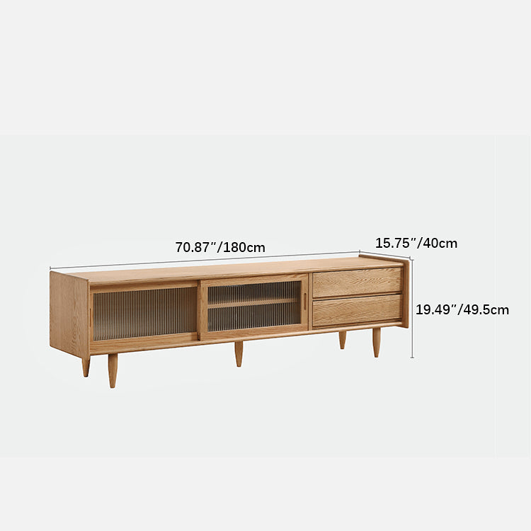 Stylish Oak Wood TV Cabinet with Glass Doors - Natural Finish hmzj-808