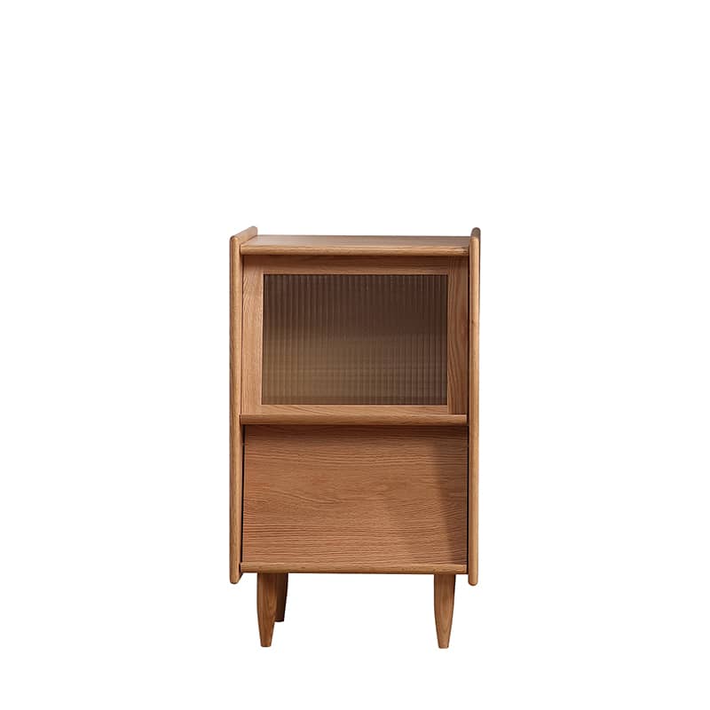 Elegant Oak Wood Glass Cabinet - Natural Finish for Timeless Style hmzj-811