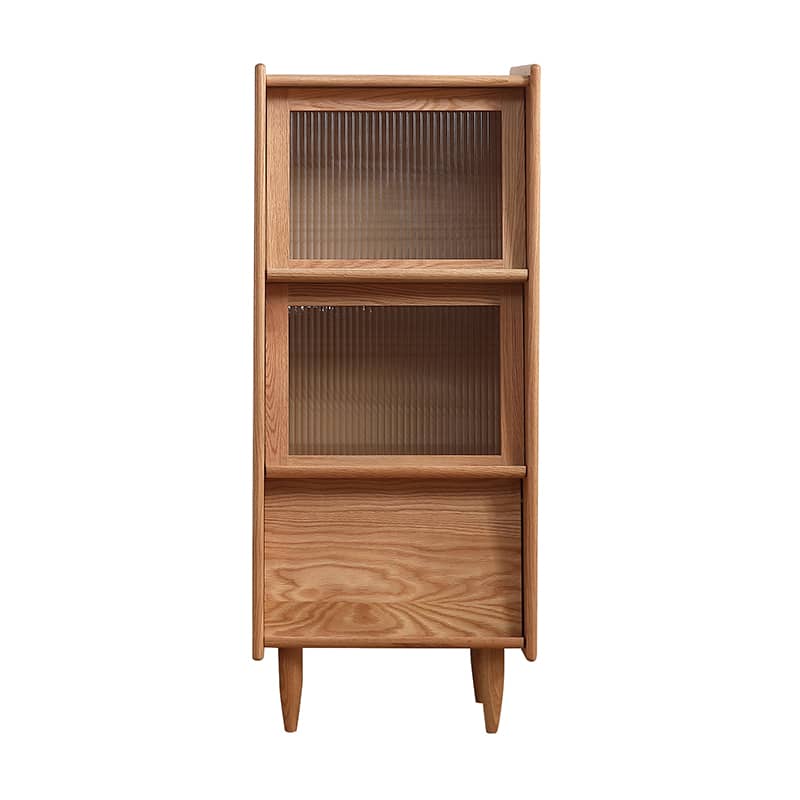 Elegant Oak Wood Glass Cabinet - Natural Finish for Timeless Style hmzj-811