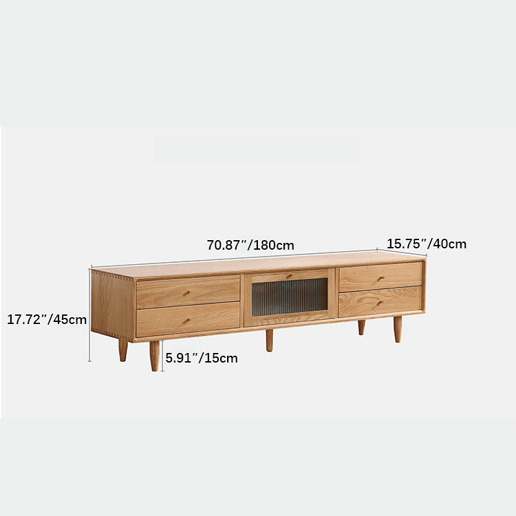 Stylish Oak TV Cabinet with Glass and Copper Accents - Modern Natural Wood Design hmzj-812