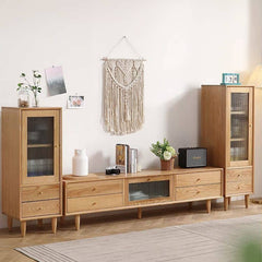 Elegant Oak Wood Cabinet with Glass Doors and Copper Metal Accents – Stylish Home Storage Solution hmzj-813